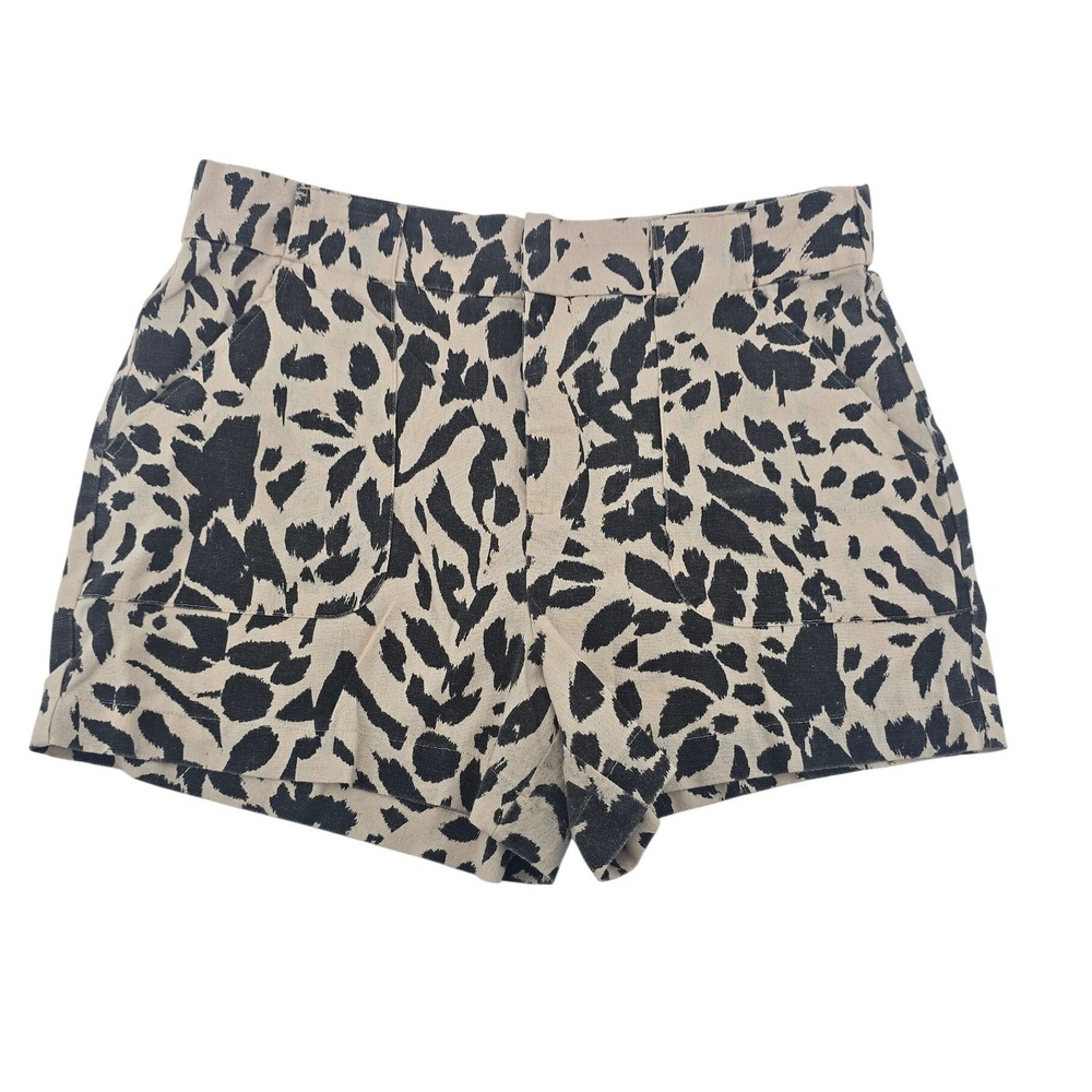 Sanctuary High-Waist Animal Print Shorts in Black and Cream